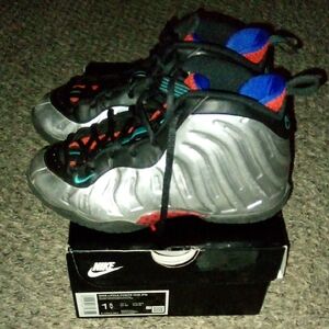 Nike Silver and Black Foamposite Sneakers